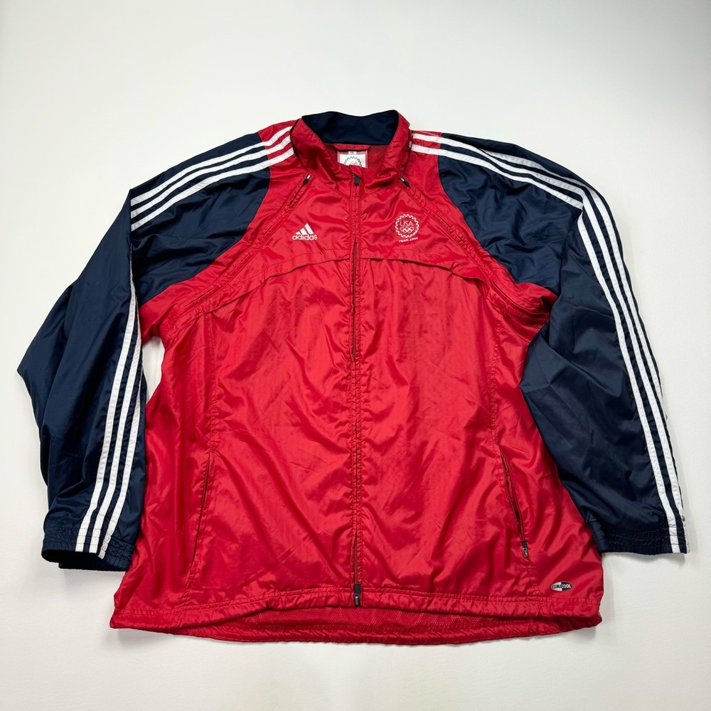 Men’s Adidas 2004 U.S. Olympic Team Full Zip Windbreaker Jacket Size 2XL